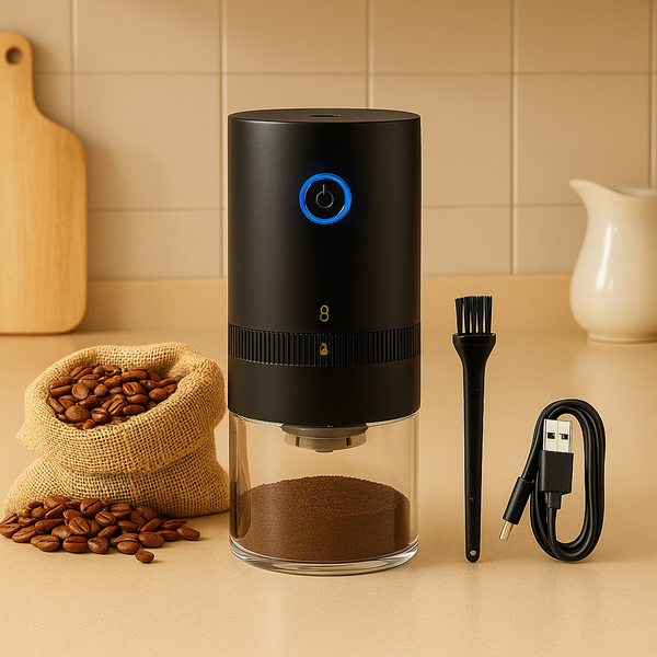 Moedor Elétrico de Café Portátil – Moinho Cerâmico e Ajuste de Moagem