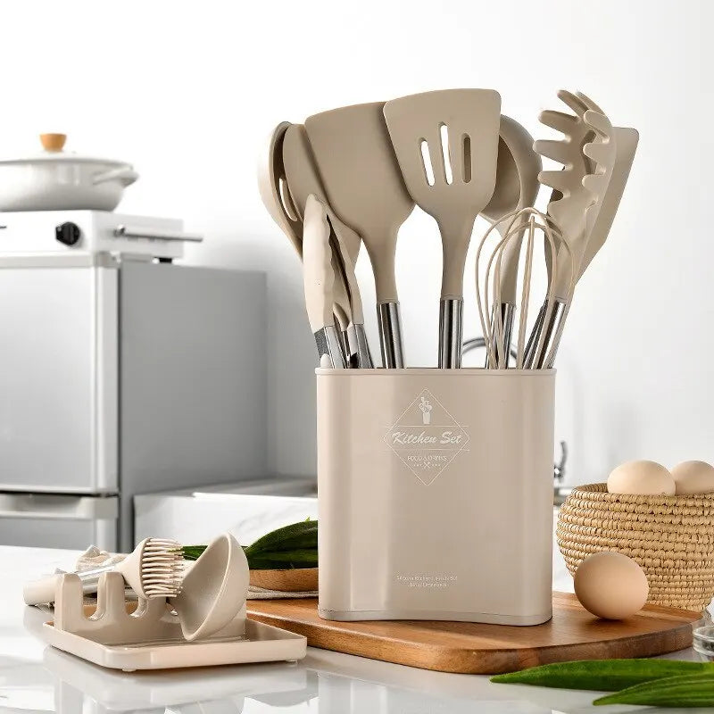 Kit de Utensílio para Cozinha  13 peças  Casa e Estilo ®- Nude